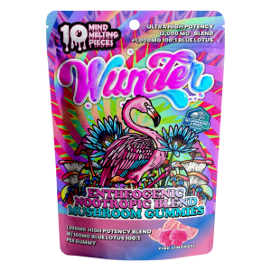 Wunder | Pink Lemonade Mushroom Gummies with Blue Lotus | 1200mg Entheogenic Extract + 100mg Blue Lotus – 10ct