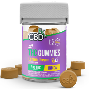 CBDfx | Delta-9 THC & Melatonin Gummies Lemon Dream | 5mg THC + 25mg CBD - 20ct