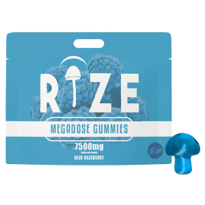 Rize | Blue Razzberry Mushroom Gummies | Megadose 7500mg – 15ct