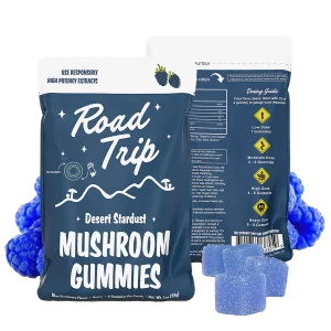 Road Trip | Blue Raspberry Mushroom Gummies | Desert Stardust – High Potency Extract – 8ct