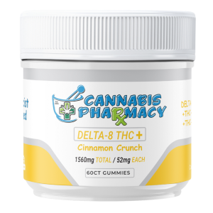 Cannabis Pharmacy | Delta-8 THC Plus Gummies | 50mg Delta 8 + 1mg THCA + 1mg THCP - Cinnamon Crunch - 60ct