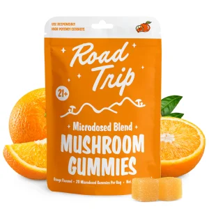 Road Trip | Microdosed Orange Mushroom Gummies | Functional Mushrooms – Micro Dose – 20ct