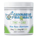 Cannabis Pharmacy 1:1 Delta-9 THC Gummies | 25mg THC & 25mg  CBD – Blue Razz Slurricane – 20ct