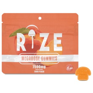Rize | Sour Peach Mushroom Gummies | Megadose 7500mg – 15ct