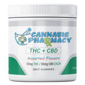 Cannabis Pharmacy THC Blend CBD Gummies | 50mg CBD + 10mg Delta 9 THC - Assorted Flavors - 30ct