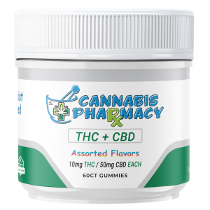 Cannabis Pharmacy THC Blend CBD Gummies | 50mg CBD + 10mg Delta 9 THC – Assorted Flavors – 60ct